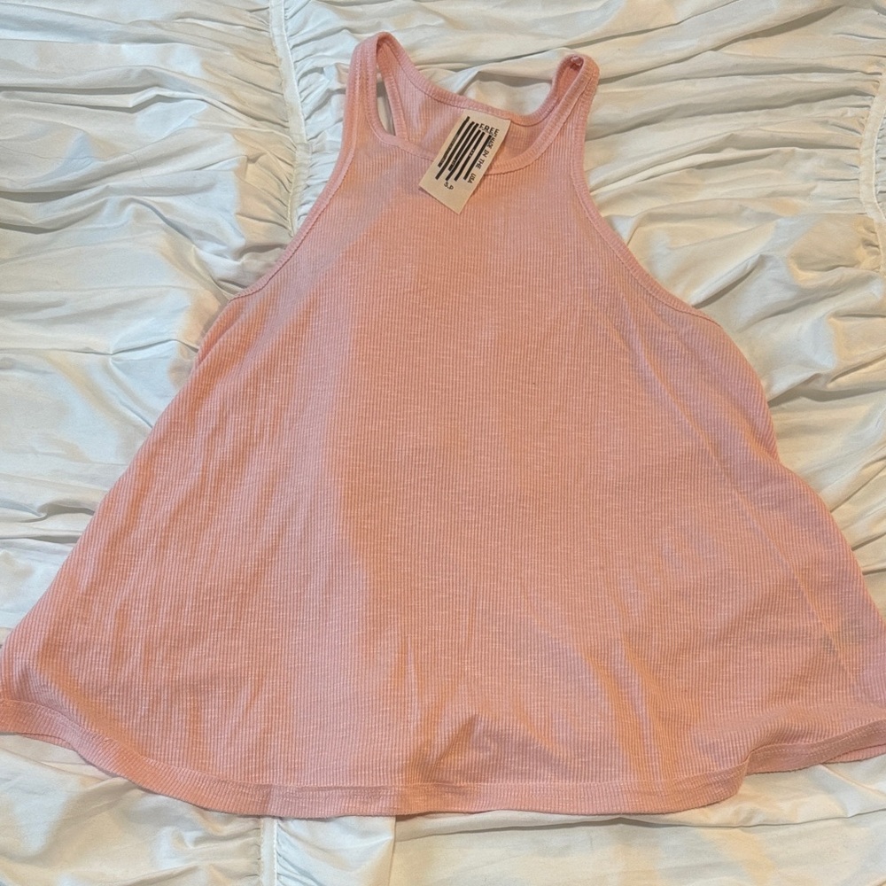 Free People Soft Light Pink Ribbed Tank Womens Small workout active